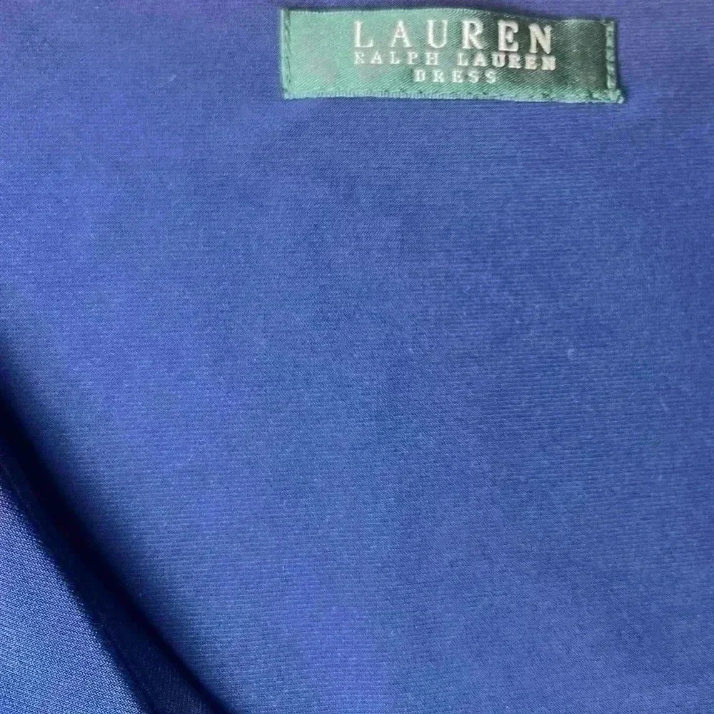 Lauren by Ralph Lauren faux wrap ruched 3/4 sleeve blue dress  M/L?